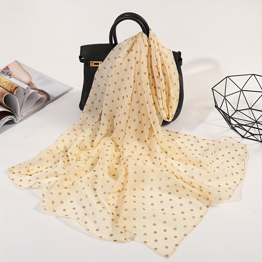 Ayollar uchun Polka Nuqta Chiffon sharf, yengil, nafas oladigan gazli bosh yopqich, Boho plyaj sayohati uchun