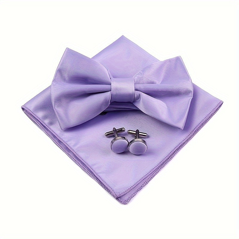 Мужской набор аксессуаров: квадратный шарф, бабочка, запонки, свадебный подарок