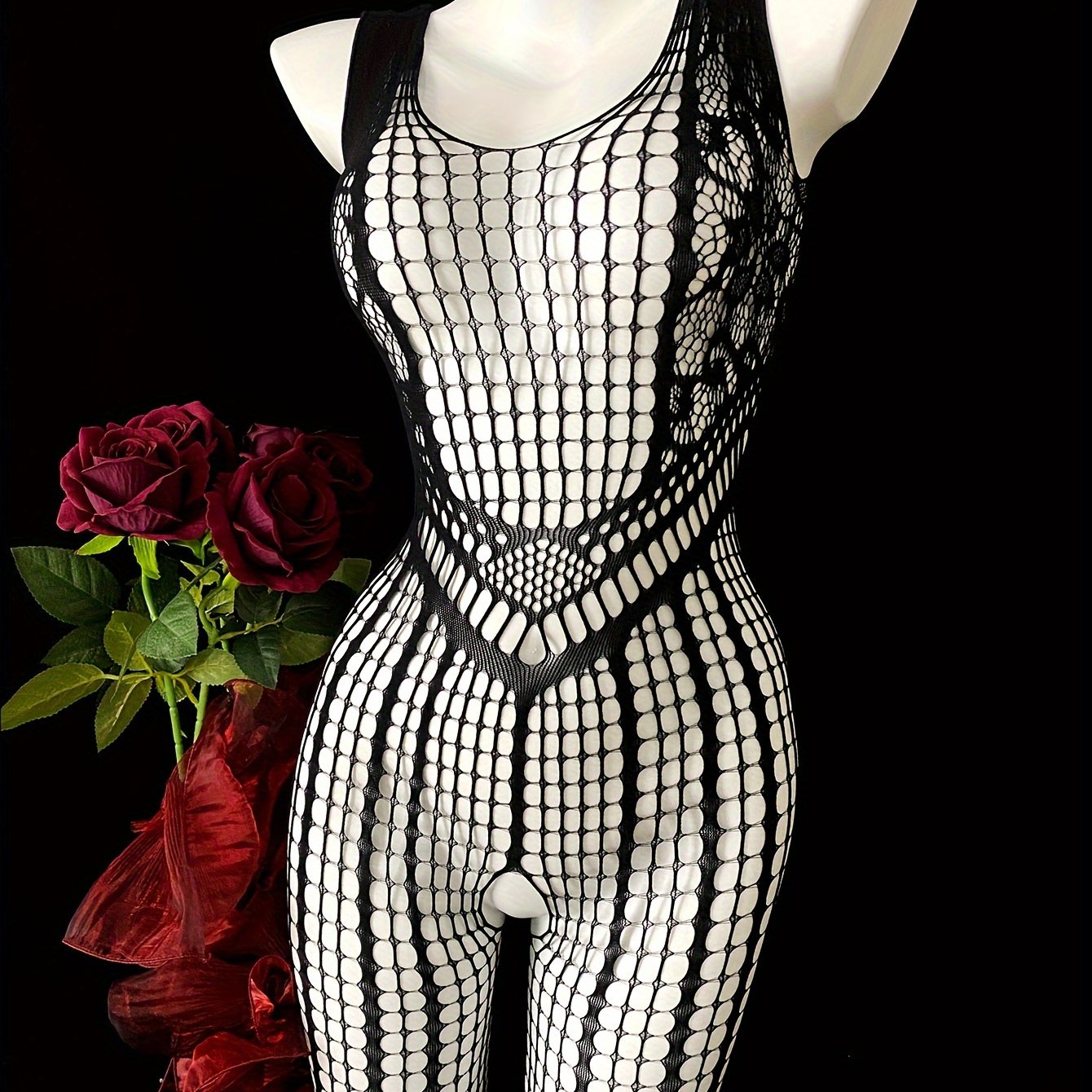 Ayollar uchun keng hajmli shaffof korsetti tarmoq bilan qoplangan bodysuit yuqori elastiklikdagi ichki kiyim