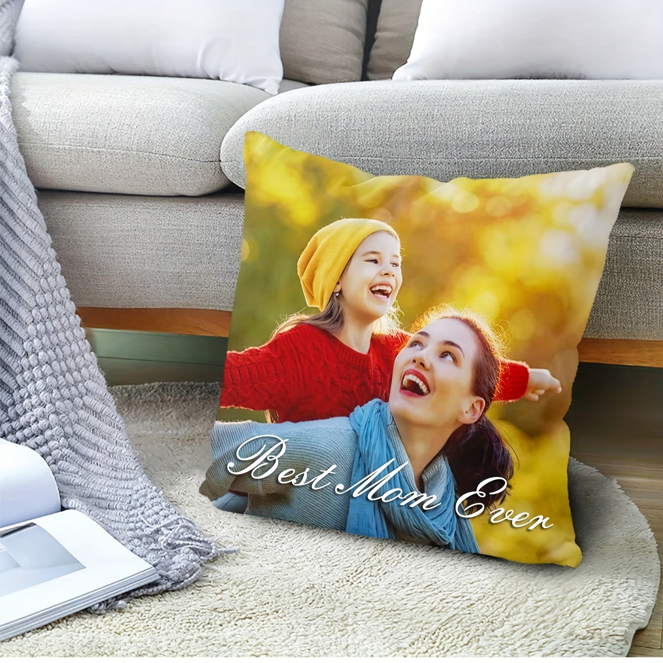Create Your Own Square Pillow Cover Soft Polyester Personalized Home Decor Gift