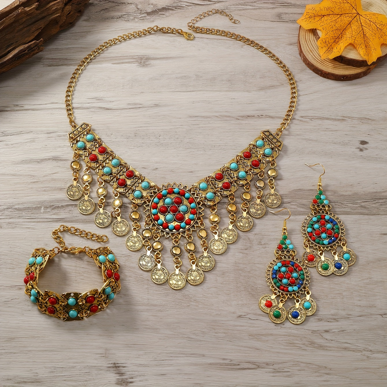 Ethnic Style Jewelry Set with Multi-Layer Tassel Coin Design in Zinc Alloy and Resin for Casual Parties or Dance Nights