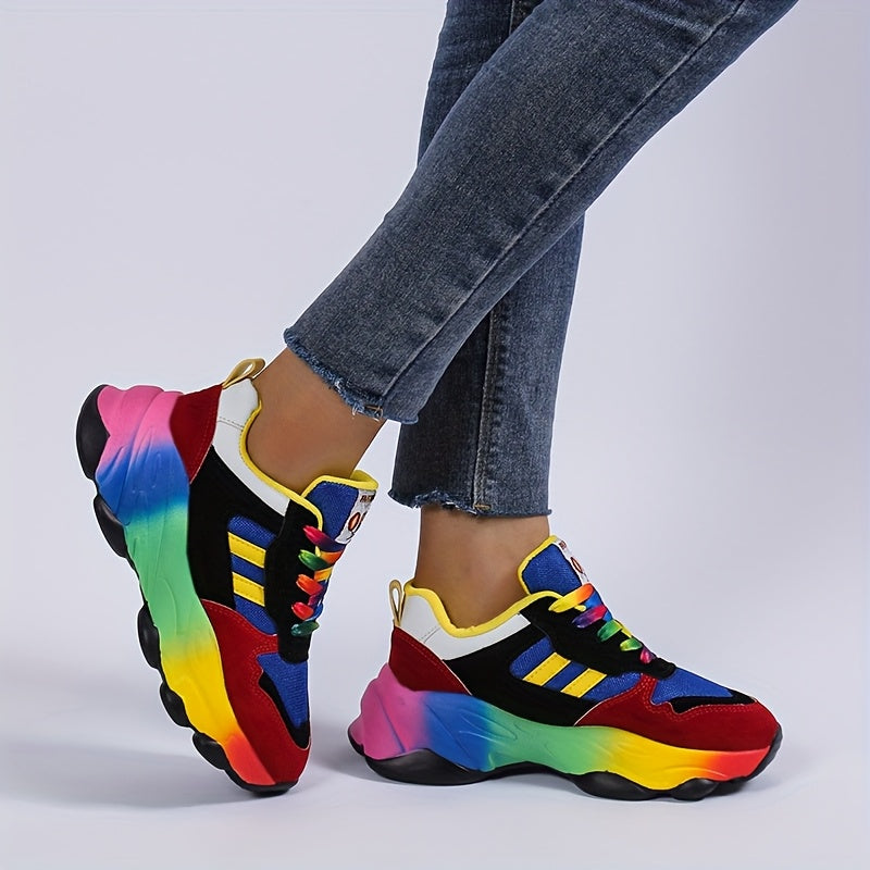 Women's Gradient Chunky Sneakers Breathable Non-Slip Casual Shoes