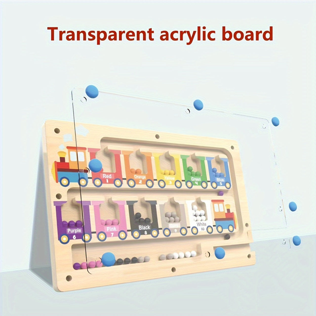 Wooden Magnetic Maze Puzzle for Kids 3-6 Educational Toy with Colors Numbers and Shapes