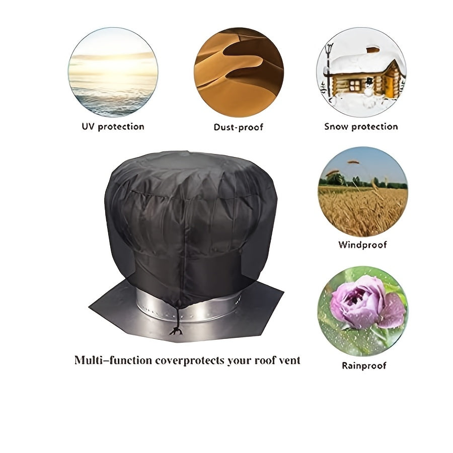 Set of 2 Black Roof Turbine Vent Covers with Drawstring for Wind Protection
