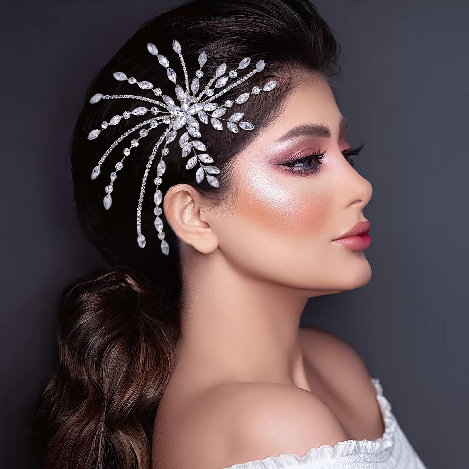 Silver Hair Comb with Crystals for Wedding Bridal Hair Accessory