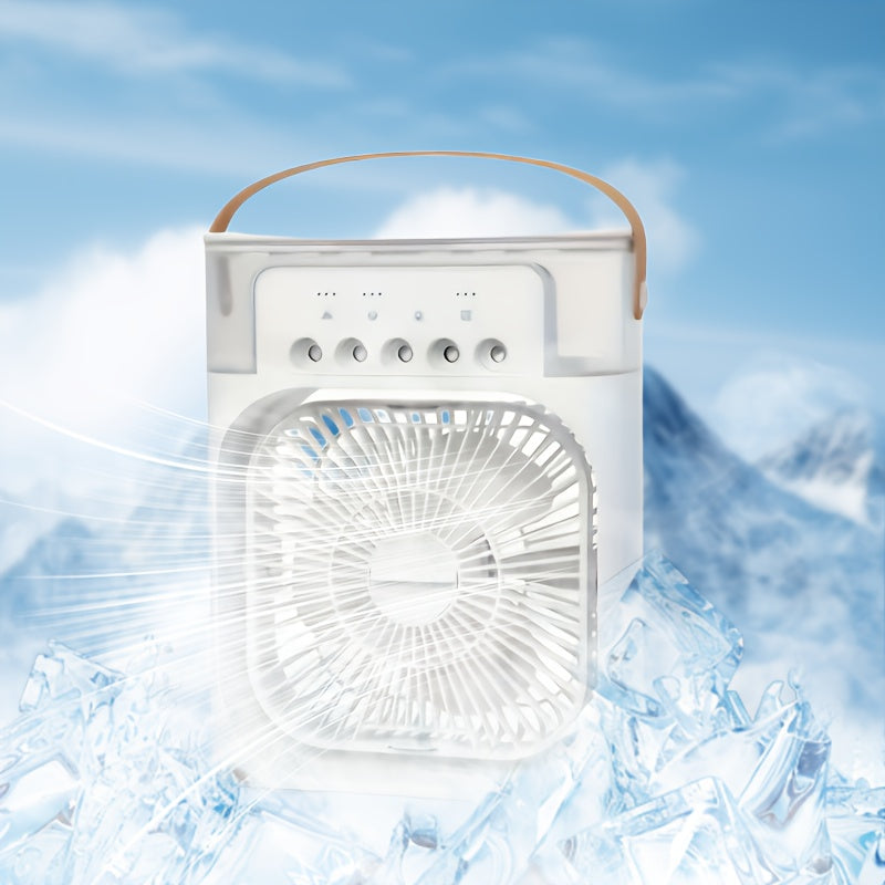 3 tezlikli USB zaryadlash uchun stol fanasi, sovutish bug'lari bilan ABS plastmassa, kompakt ofis va yotoqxona uchun