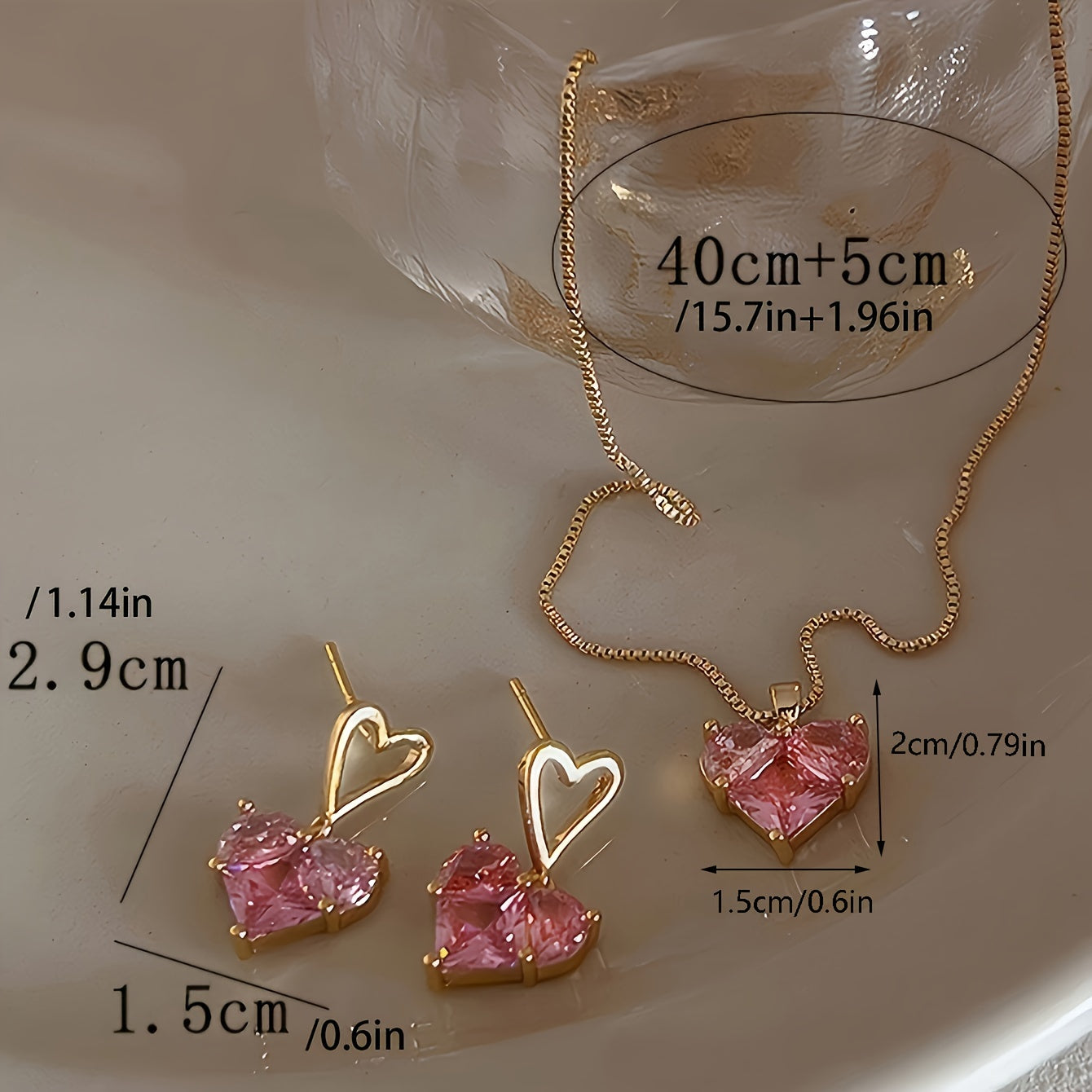Y2K Heart-Shaped Earrings and Necklace Set Alloy Jewelry for Women Gift for All Occasions
