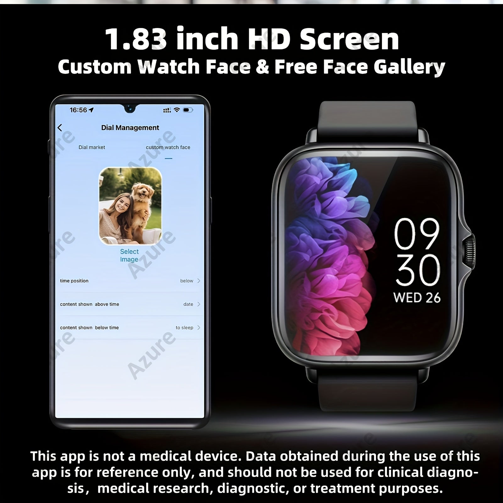 Reloj inteligente con pantalla táctil completa de 4.65cm con llamadas inalámbricas, recordatorios de texto, modos deportivos, cuerpo de metal
