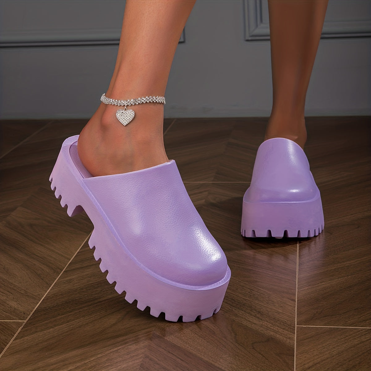 Women's Solid Color Cushioned Slip-On Platform Sandals Summer Slides