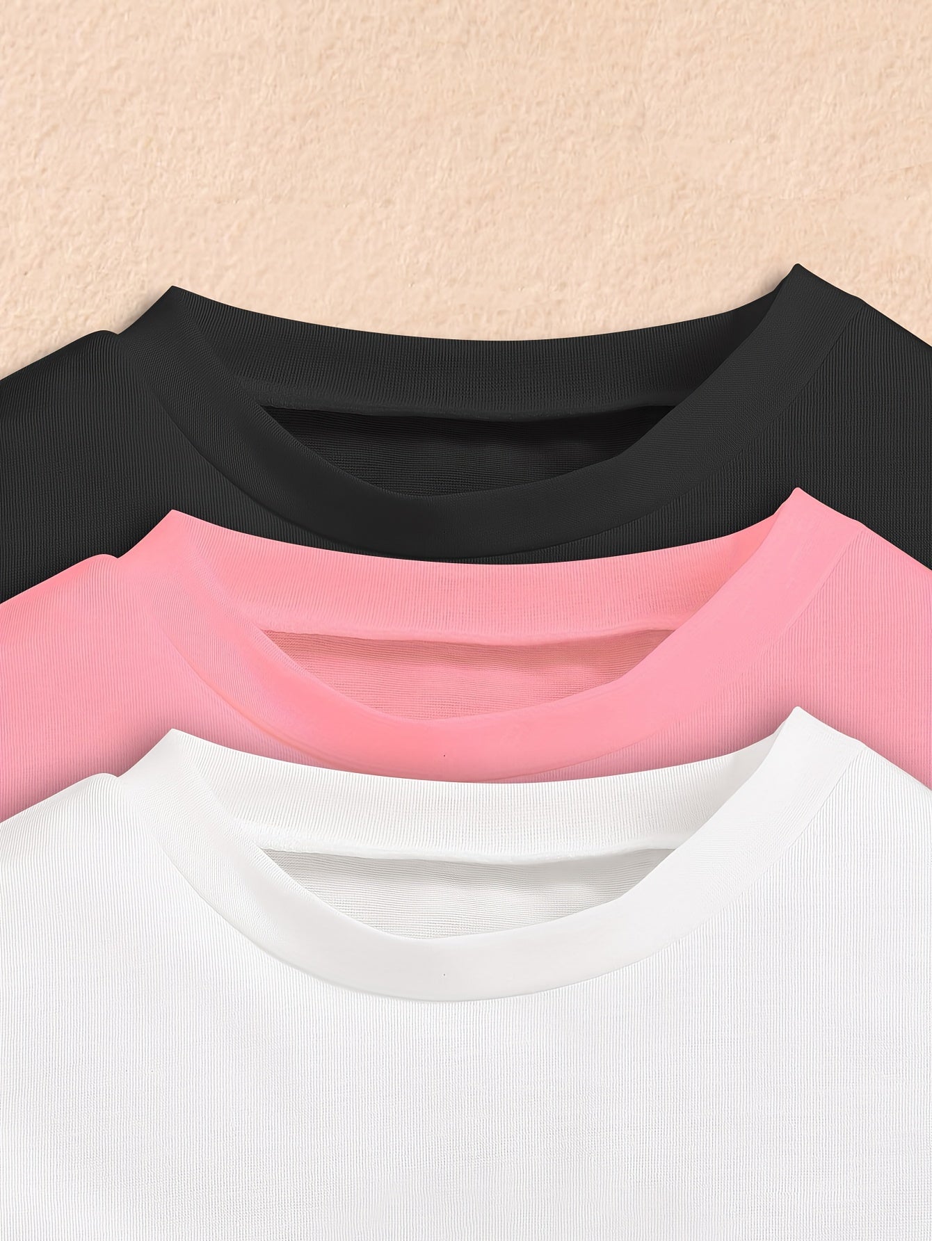 Girls' Polyester T-Shirt Set of 3 Casual Love and Letter Print for Valentine's Day and Ramadan