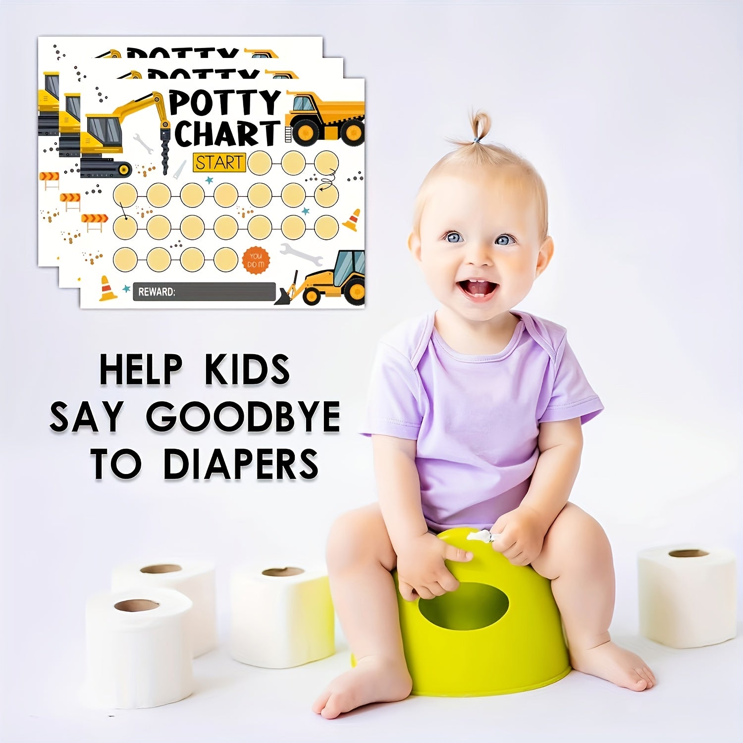 Милый график приучения к горшку с экскаватором с простыми инструкциями и веселыми наклейками - обязательный атрибут для детей
