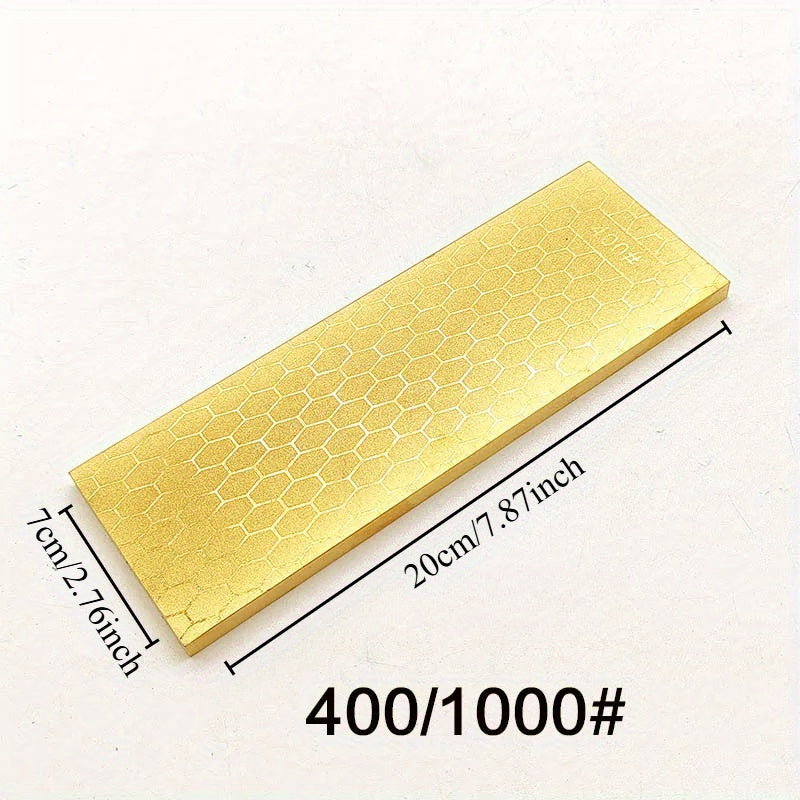 Olmos pichoqni qirqish uchun ikki tomonlama, 400/1000 qumli, sirpanmaydigan asosli oshxona asbobi