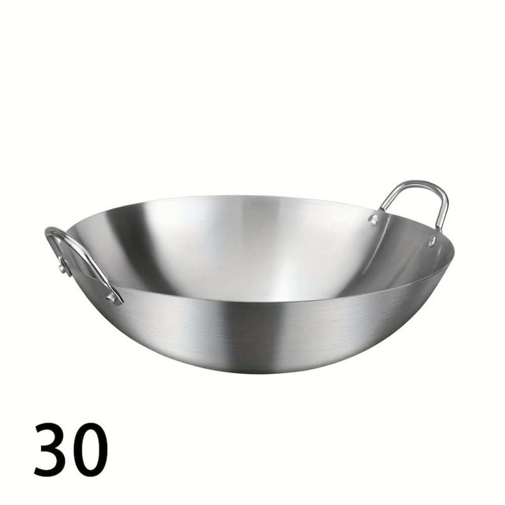 40 см нержавеющая сталь Вок с двойными ручками для коммерческого и домашнего использования
