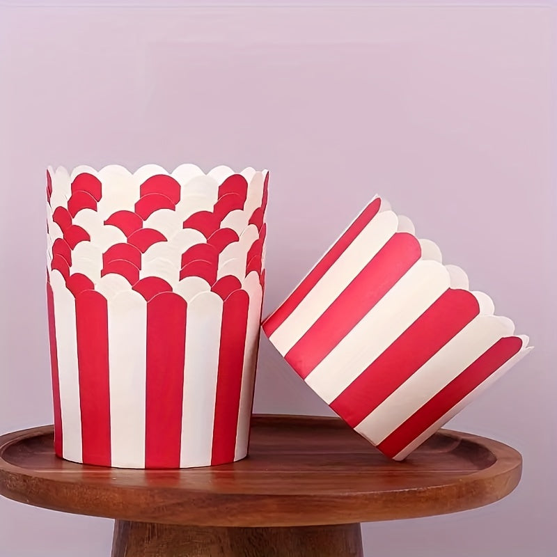 Pack of 50 Red Striped Paper Baking Cups for Cupcakes and Cakes