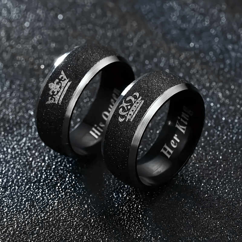 Set of 2 Stainless Steel Crown Couple Rings for Men and Women Fashion Jewelry