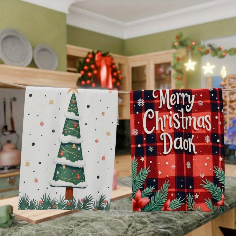 2-Piece Kitchen Towel Set 45.72x66.04cm Soft Winter Holiday Tea Christmas