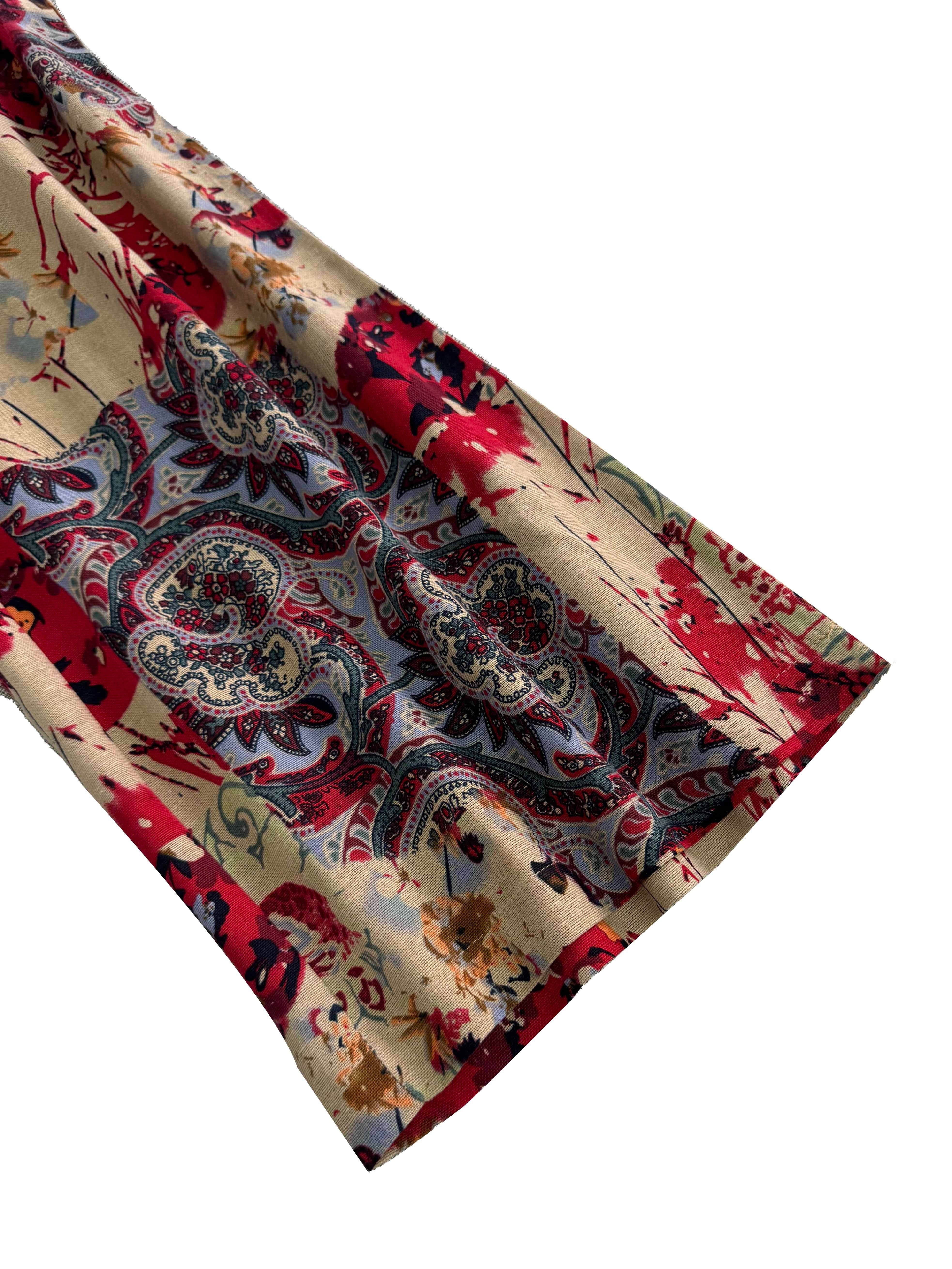 Pantalones anchos de algodón con estampado floral para mujer, cintura elástica, cordón ajustable, largos, para todas las estaciones, casual