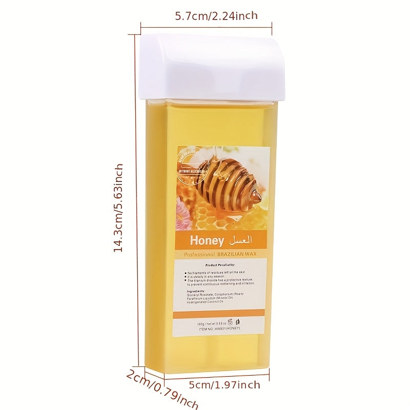 Tiras de cera depilatoria para cabello unisex con miel 100g rodillo manual de cera de abejas