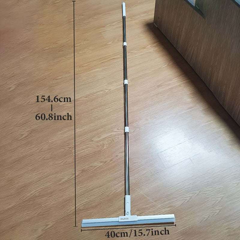 Bir parcha ko'p maqsadli silikon squeegee, sozlanadigan tutqich bilan - 154.43 sm plastik va zanglamaydigan po'latdan yasalgan supurgi, pol, deraza, devor va shisha tozalash uchun - uy, avtomobil va uy hayvonlari sochlarini olib tashlash uchun mukammal