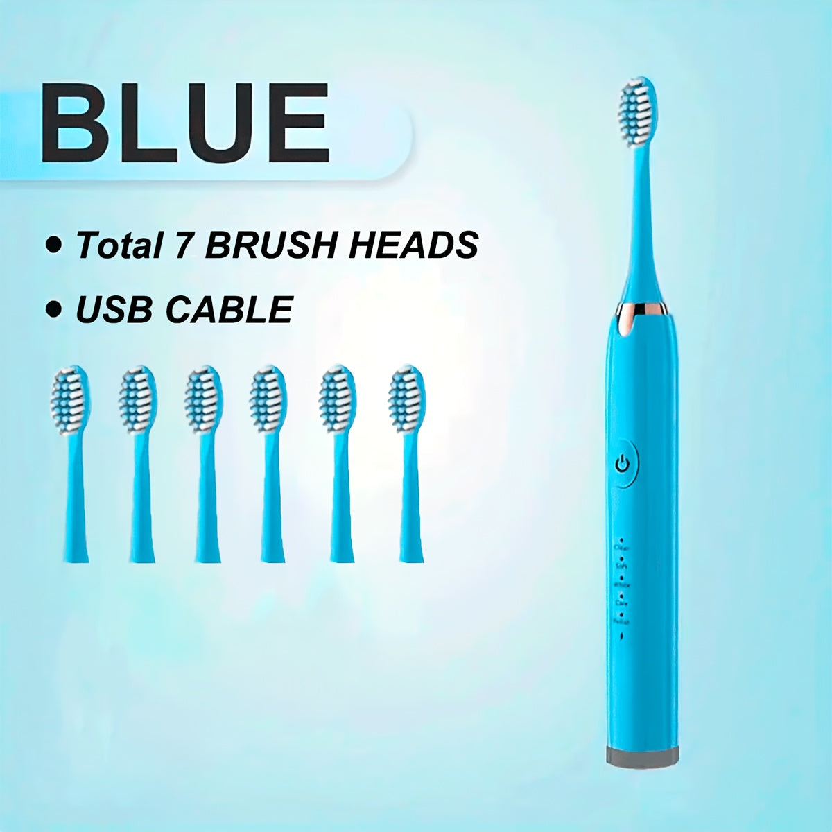 Electric Toothbrush for Adults with 6 Brush Heads Deep Cleaning Whitening Travel-Friendly