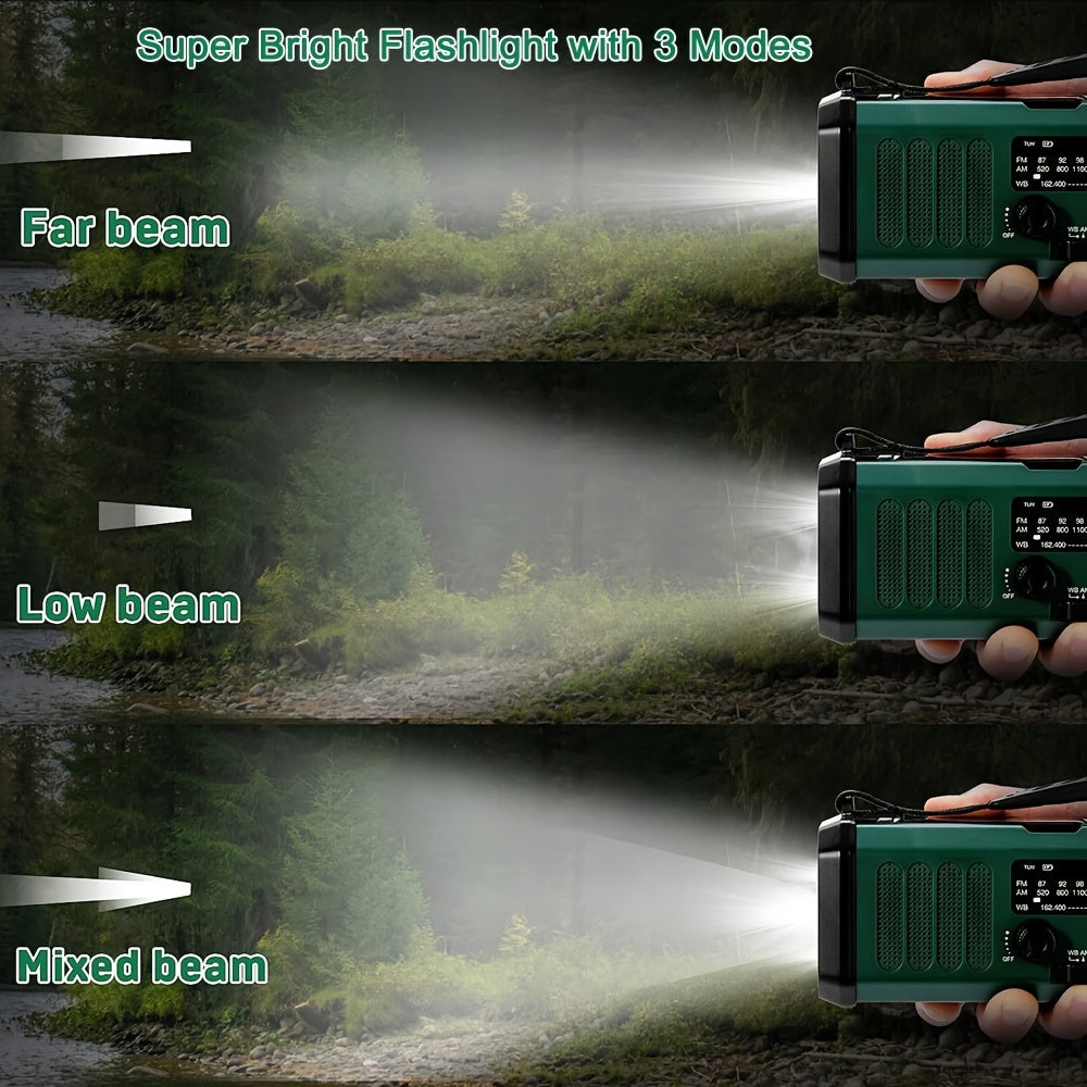 10000mAh Solar Hand Crank Emergency Radio with NOAA Weather, Flashlight and Phone Charger