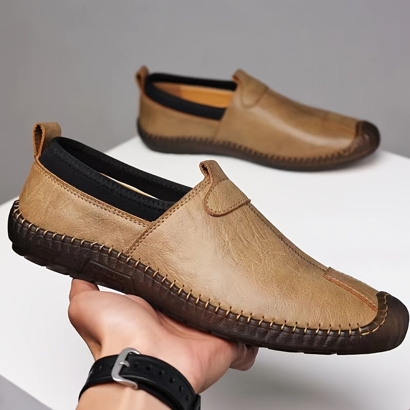 Men's Slip-On Loafers Breathable Microfiber Synthetic Leather Durable Non-Slip Sole Casual Driving