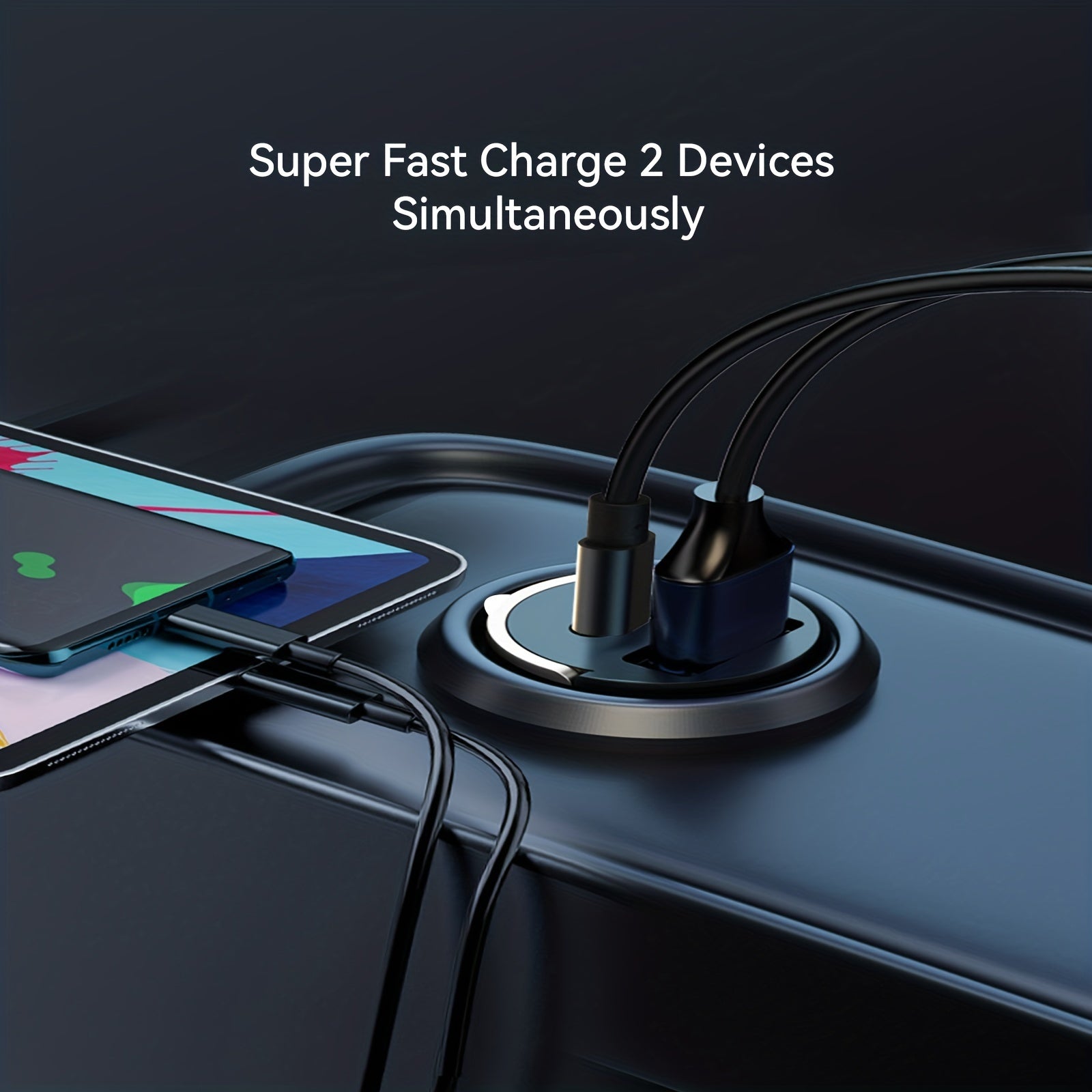 Mini USB Car Charger Dual Port 100W Fast Charging Metal Finish