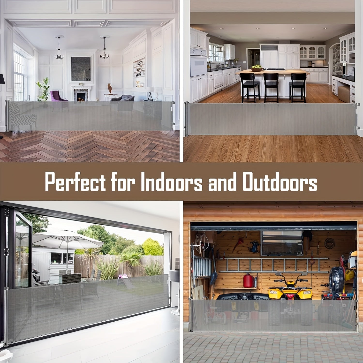 Extra Wide Retractable Baby Gate with Pet Door for Large Openings 299.72cm Indoor Outdoor