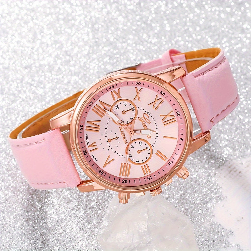 Pink Quartz Watch Set with Butterfly Charm Jewelry Gift for Women