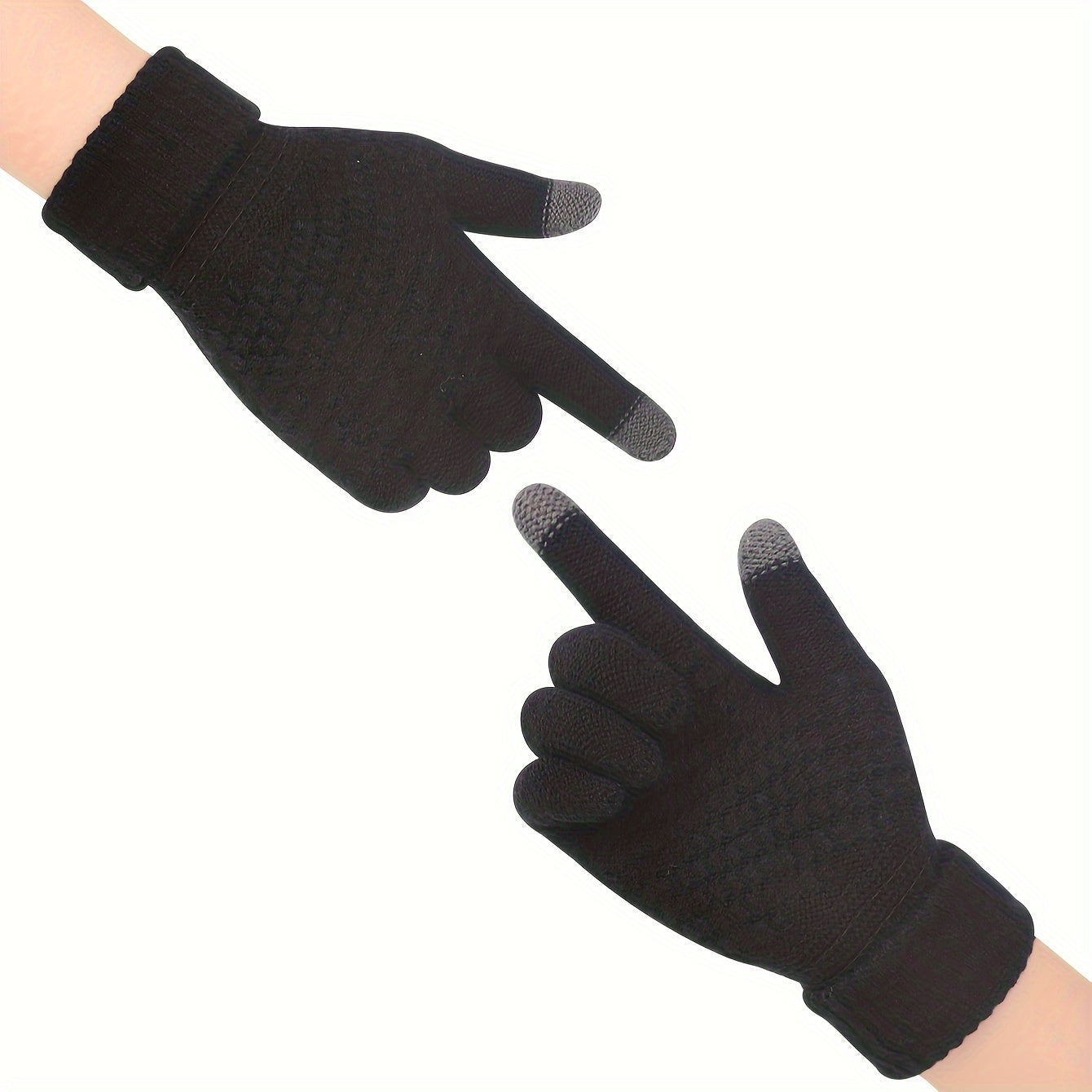 Women's Winter Touchscreen Gloves 4 Pack Cashmere Lined Knitted Gloves with Elastic Cuffs