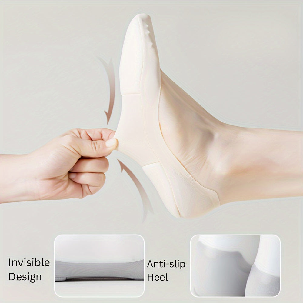 Women’s Cushioned Invisible Breathable Anti-Slip Socks 6 Pairs Black White Beige
