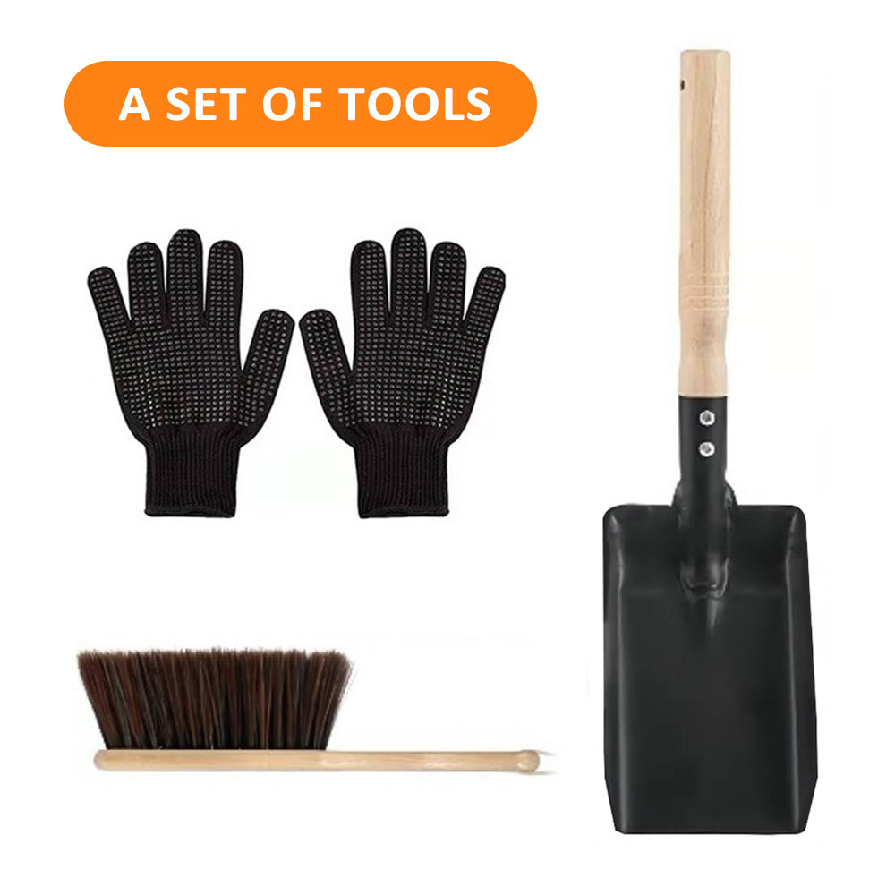 Fireplace and Chimney Cleaning Set Steel Ash Shovel Dustpan for Wood Burning Stoves
