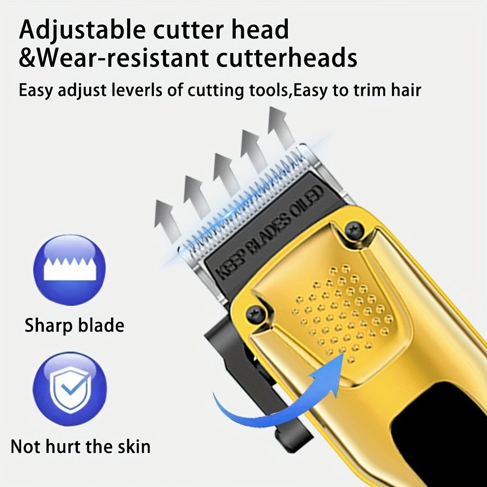 3-piece professional hair clipper trimmer set with USB rechargeable LCD display electric razor T-shape blade hair dryer