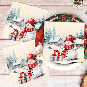 2-Ply Disposable Paper Napkins for Holiday Parties Christmas Snowman Design