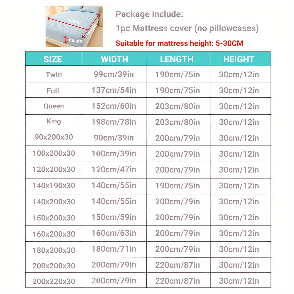 3-Layer Quilted Waterproof Mattress Protector Fitted Sheet for Single or Double Bed