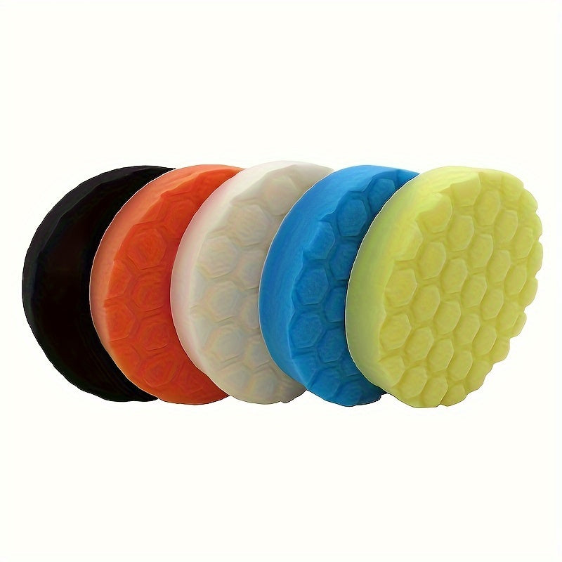 5pcs Car Boat Polishing Sponges Hexagonal Ripple Pattern Washable Buffing Sealing