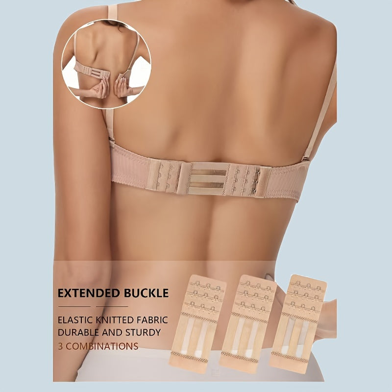 Set of 3 Women's Adjustable Bra Extenders with Elastic Knit Fabric