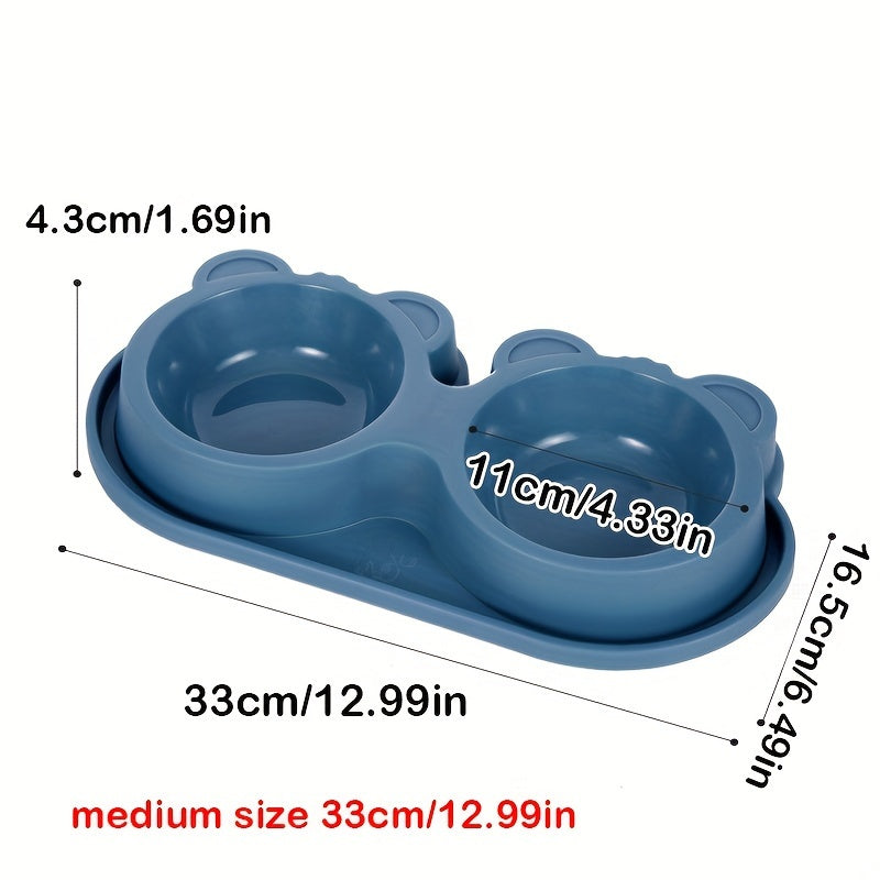 Stainless Steel Double Dog Bowls Set on Spill-Proof Stand for Drinking and Feeding