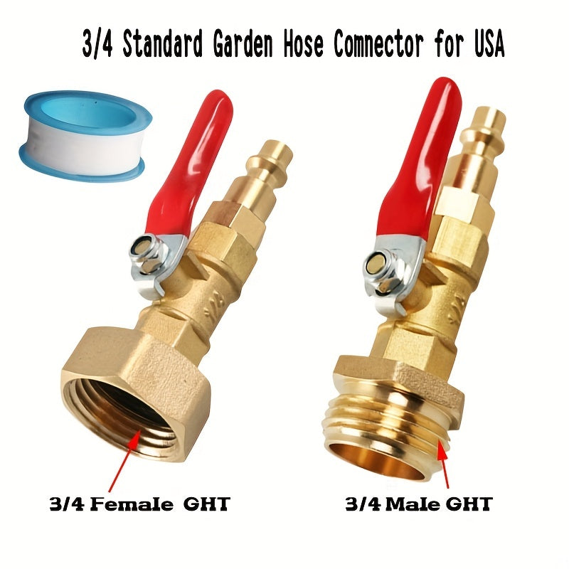 Winterizing Water Hose Blow Out Adapter Brass Quick Connect Garden Tool