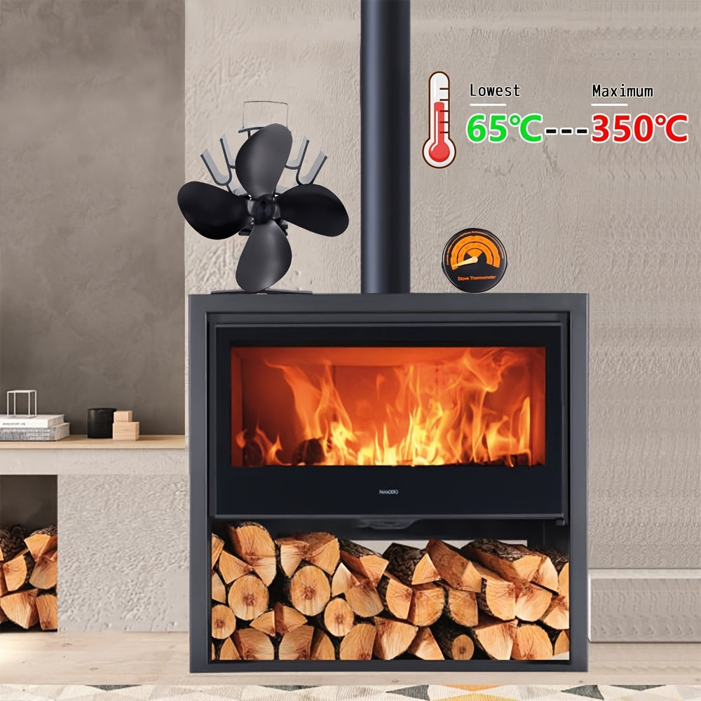 Aluminum Fireplace Fan with 4 Blades for Efficient Heat Distribution, High-Speed Blower