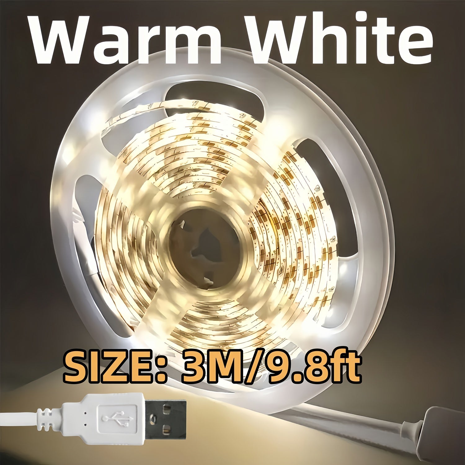 Светодиодная лента USB для подсветки телевизора и домашнего декора, гибкая лента (5В) в белом/теплом белом цвете для спальни, шкафа, кухни DIY - можно резать, самоклеящаяся, не требует батареек - длина