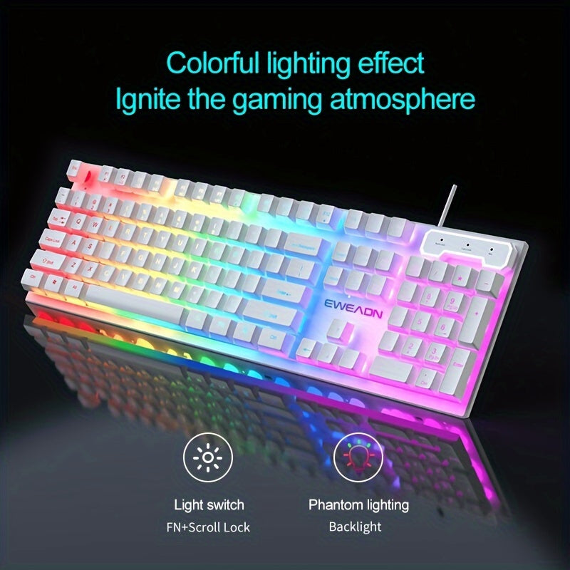 Wired Gaming Keyboard RGB Backlit Mechanical Feel 104 Keys for PC and Laptop