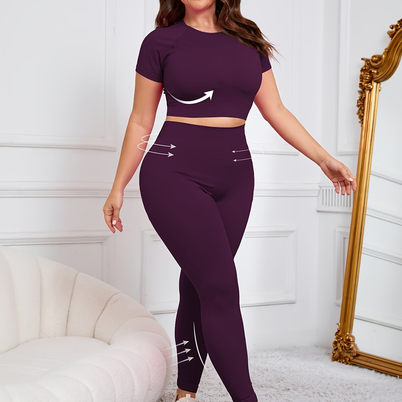 Women's Plus Size Seamless Nylon Yoga Set with Shorts and Leggings