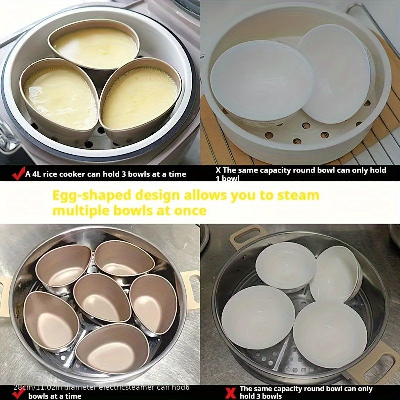 Cuenco de vaporera de huevos de aluminio, apto para microondas, acero inoxidable, sin carga, fácil de limpiar