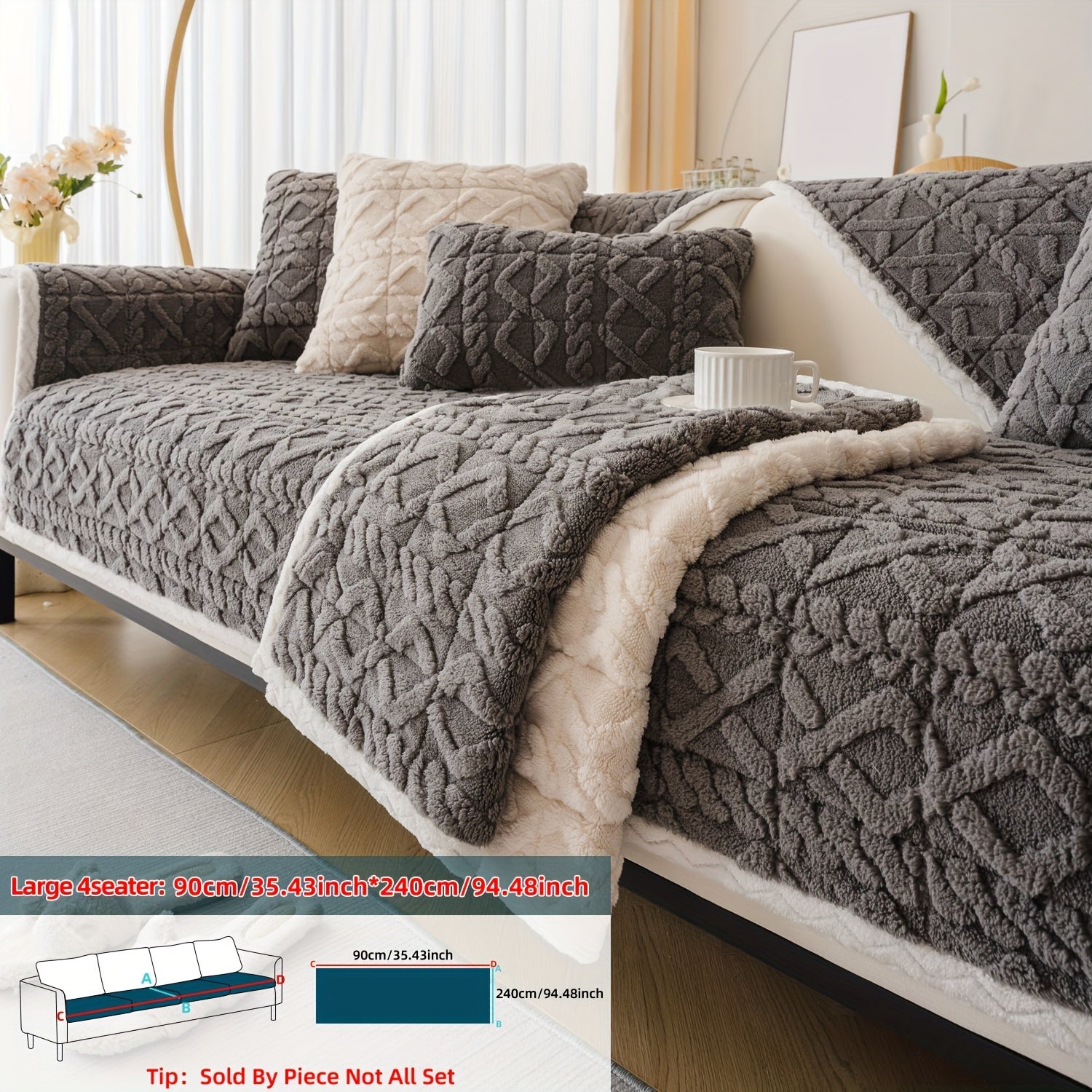 Qalin plush divan qoplamasi bohemian shik uslubida, uy hayvonlari uchun qulay va dog'larga chidamli. Mashinada yuvish mumkin va bitta to'rt o'rindiqli divanlar uchun bir nechta ranglarda mavjud.