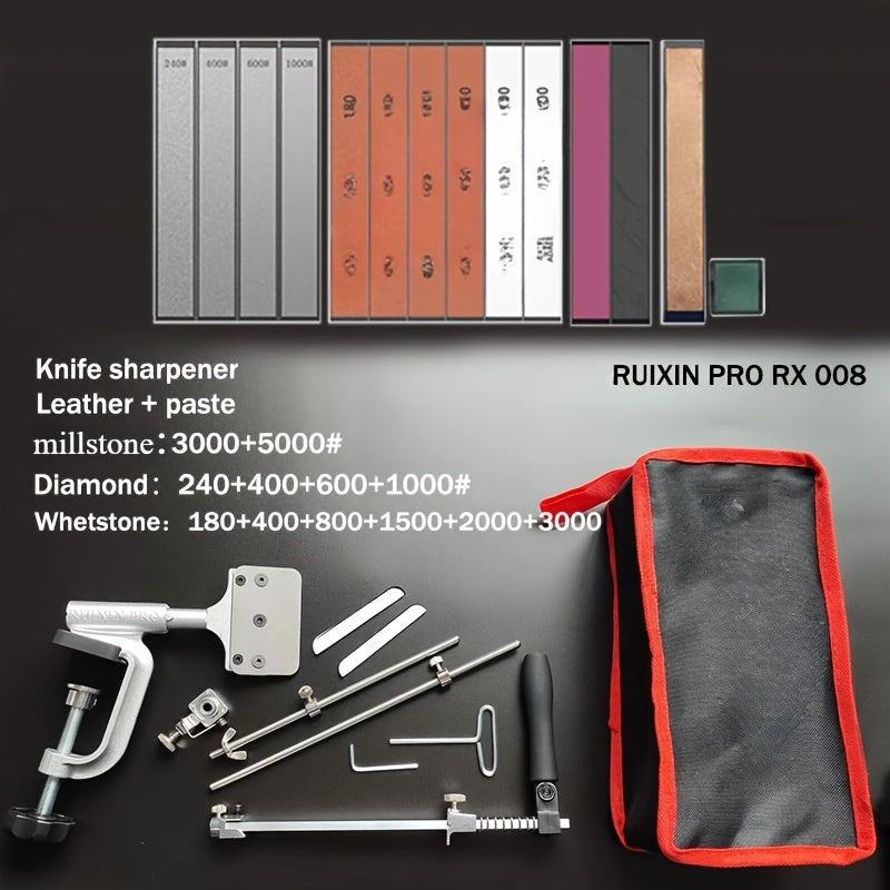 Sistema de afilado de diamantes para cuchillos con cortador de ángulo fijo y juego de piedras manual, incluye tira de cuero para cuchillos de cocina y caza, no eléctrico, versátil