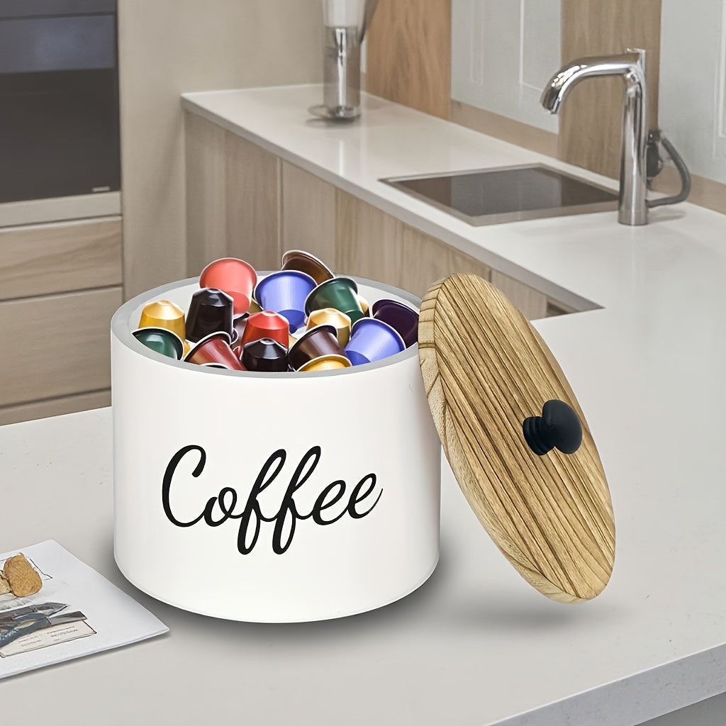 Yog'och qahva podlarini saqlash konteyneri, qopqoq bilan, qahva stantsiyasi uchun tashkilotchi, bardoshli yog'och qahva filtrini saqlash uchun holder