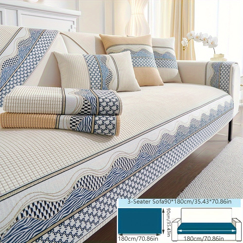 Velvet Sofa Cushion Cover Non-Slip Pet-Friendly All-Season Protecting Armchair Loveseat 3-4 Seater