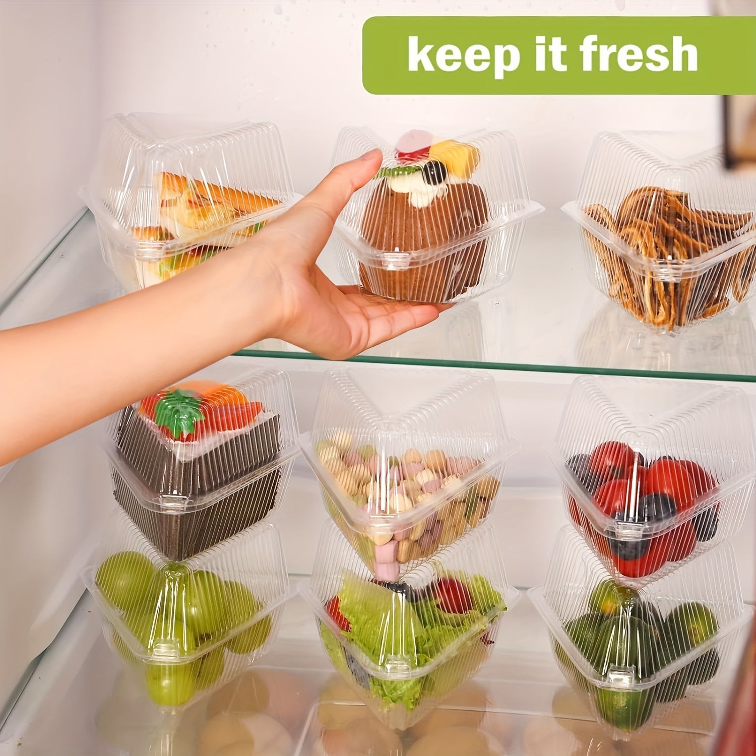 Flexible Clear Cake and Pie Containers with Hinged Lids, Pack of 15-45
