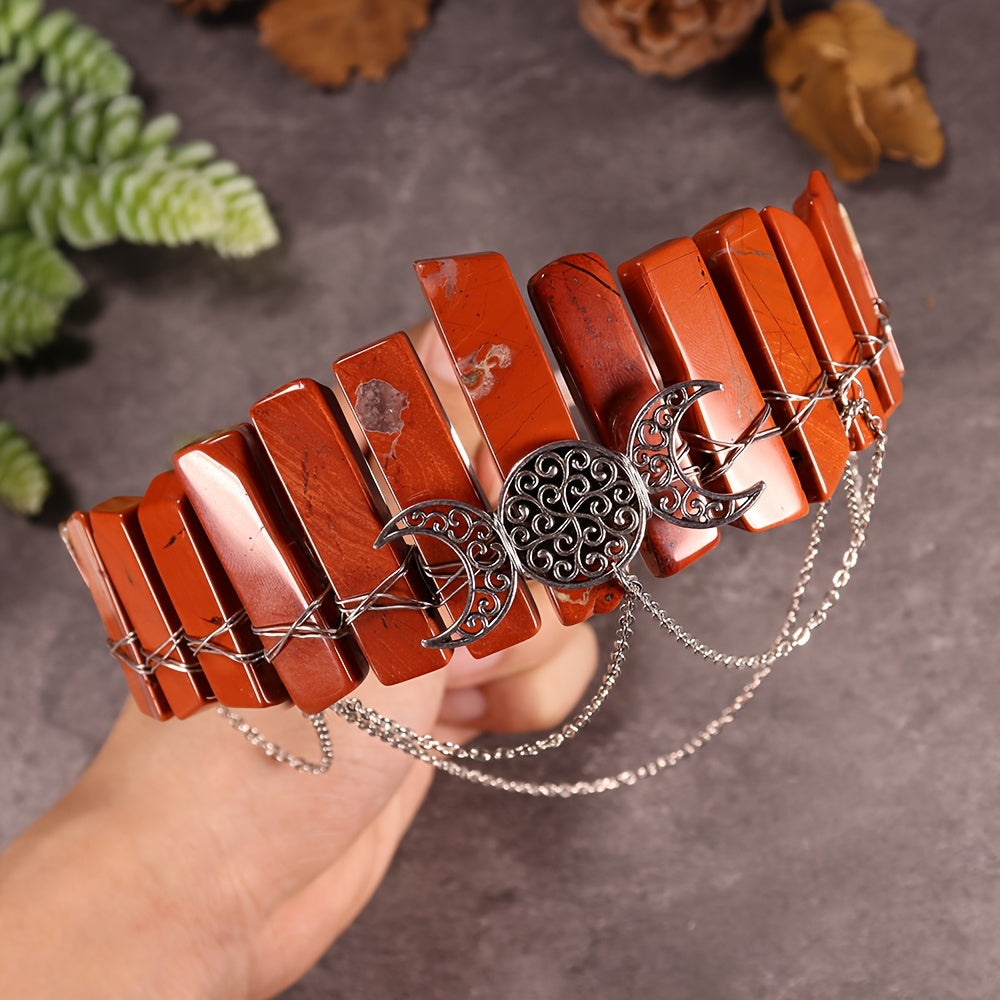 Women’s Natural Stone and Alloy Witch Crown Headband for Eid Celebrations